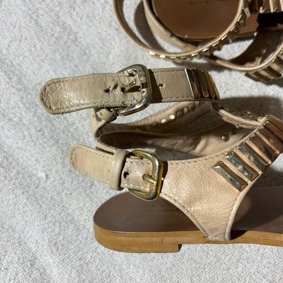 Zara Spring/Summer 2013 Strappy Gold Bar Leather Flat Boho Thong Sandals - Picture 4 of 9